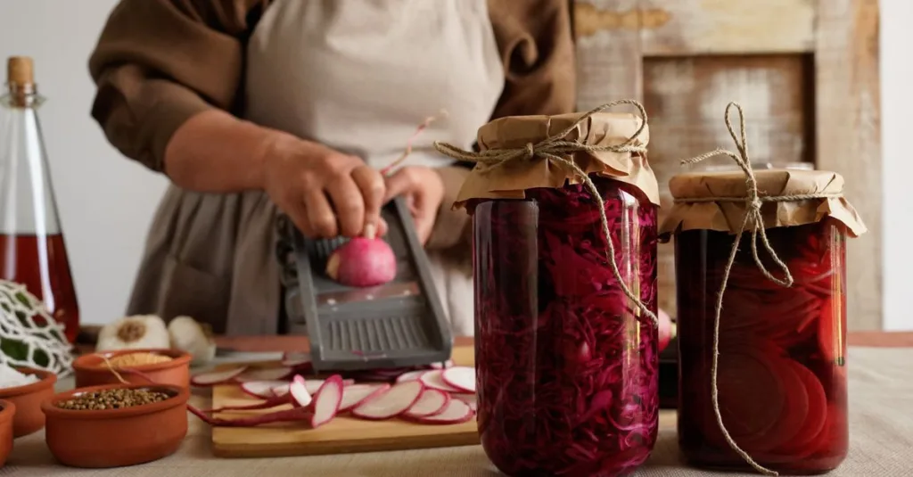 découvrez notre recette maison de pickles de chou rouge, croquants et savoureux, parfaits pour accompagner vos plats et apporter une touche de fraîcheur.